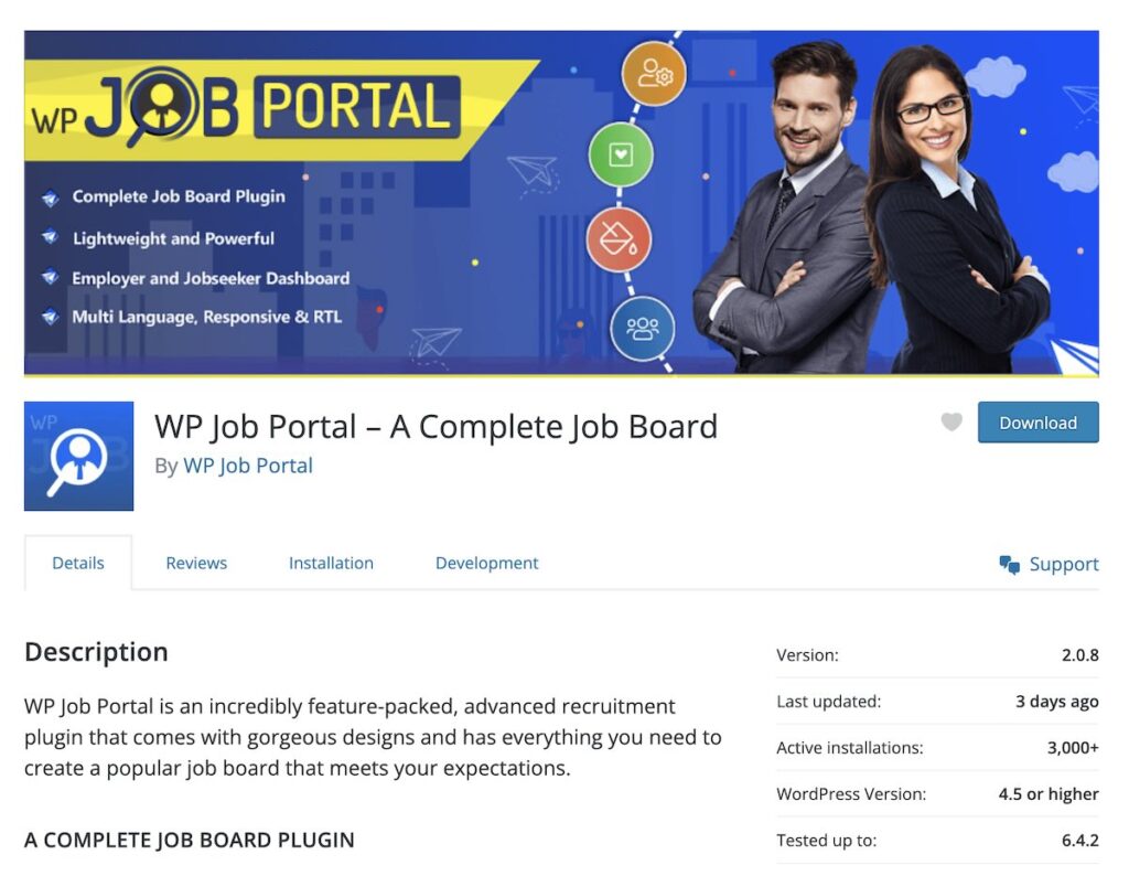 wp job portal plugin screenshot from wordpress.org